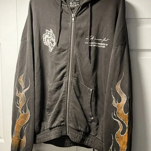 DARC SPORT "Wolves Forever" Zipper Gray Heavyweight Zipper Hoodie - Picture 6 of 7
